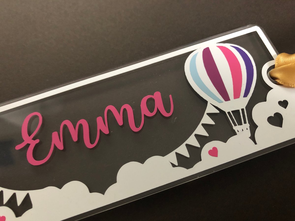 Image of Hot Air Balloon Acrylic Bookmark with ribbon (2mm thick)