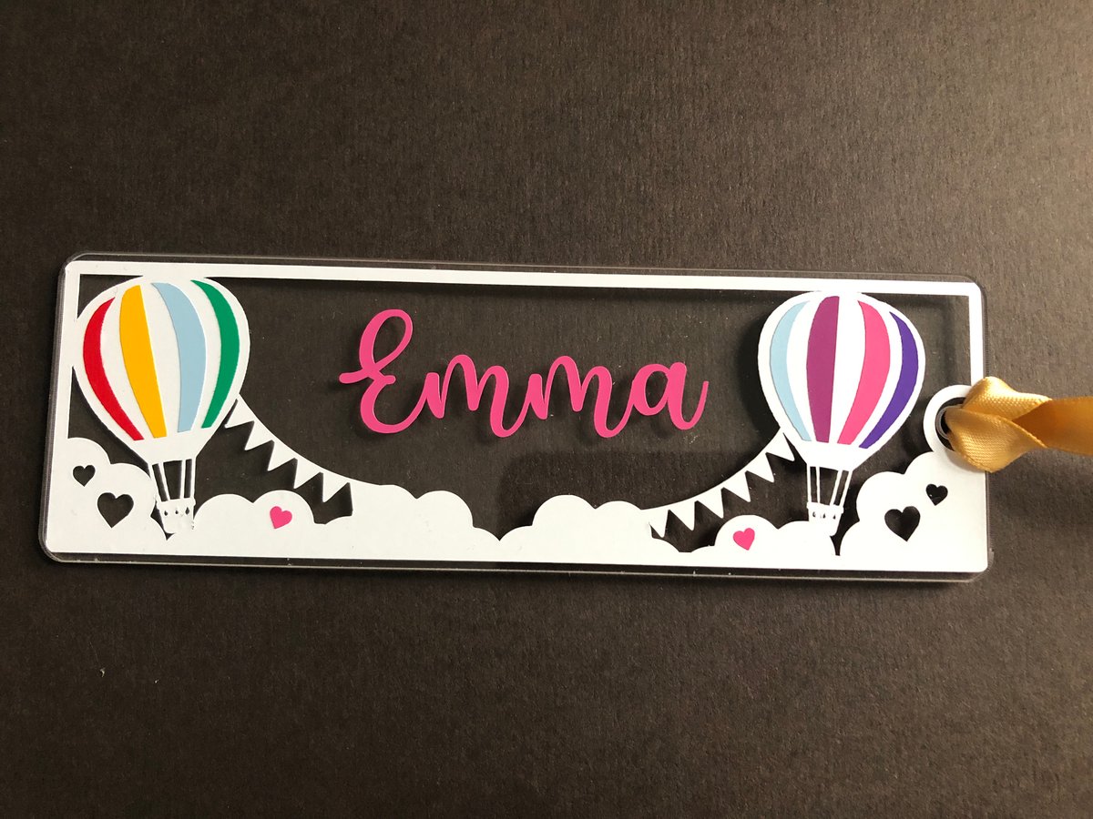 Image of Hot Air Balloon Acrylic Bookmark with ribbon (2mm thick)