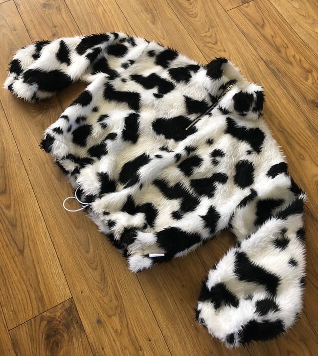 Black & white cow faux fur co-ord set
