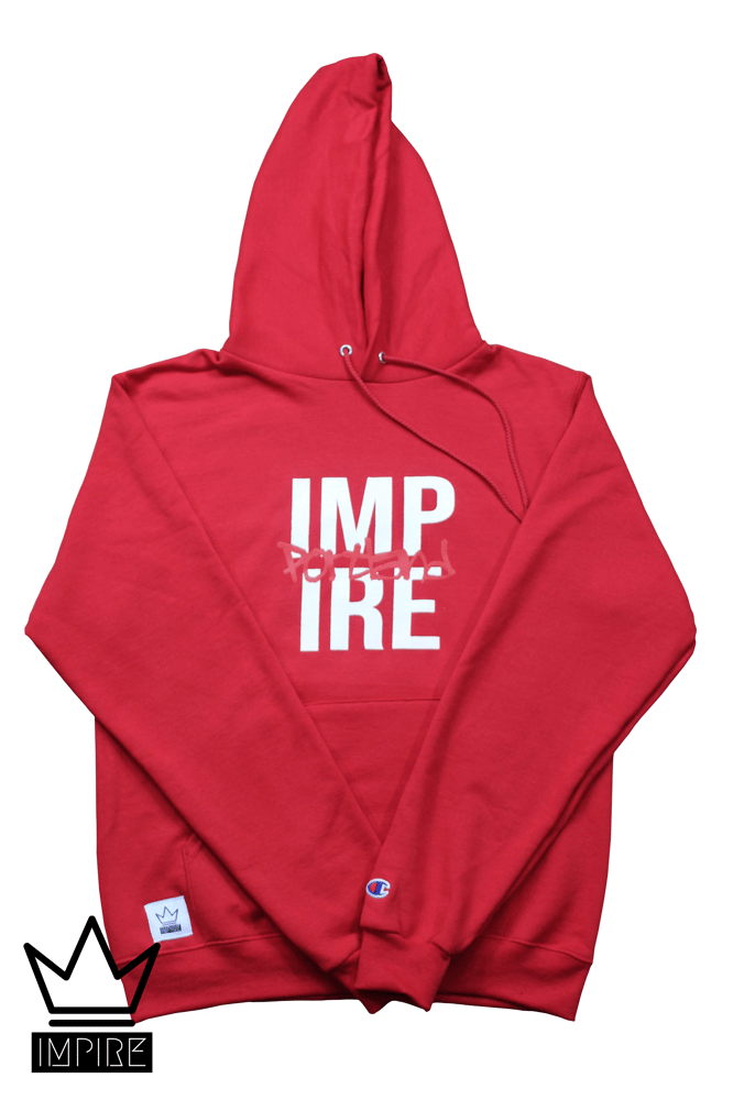 Image of CHAMPION PDX GRAFFITI HOODIE (WHITE/RED/RED)