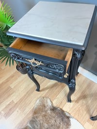 Image 2 of Stunning black & gold French oak and marble bedside tables 