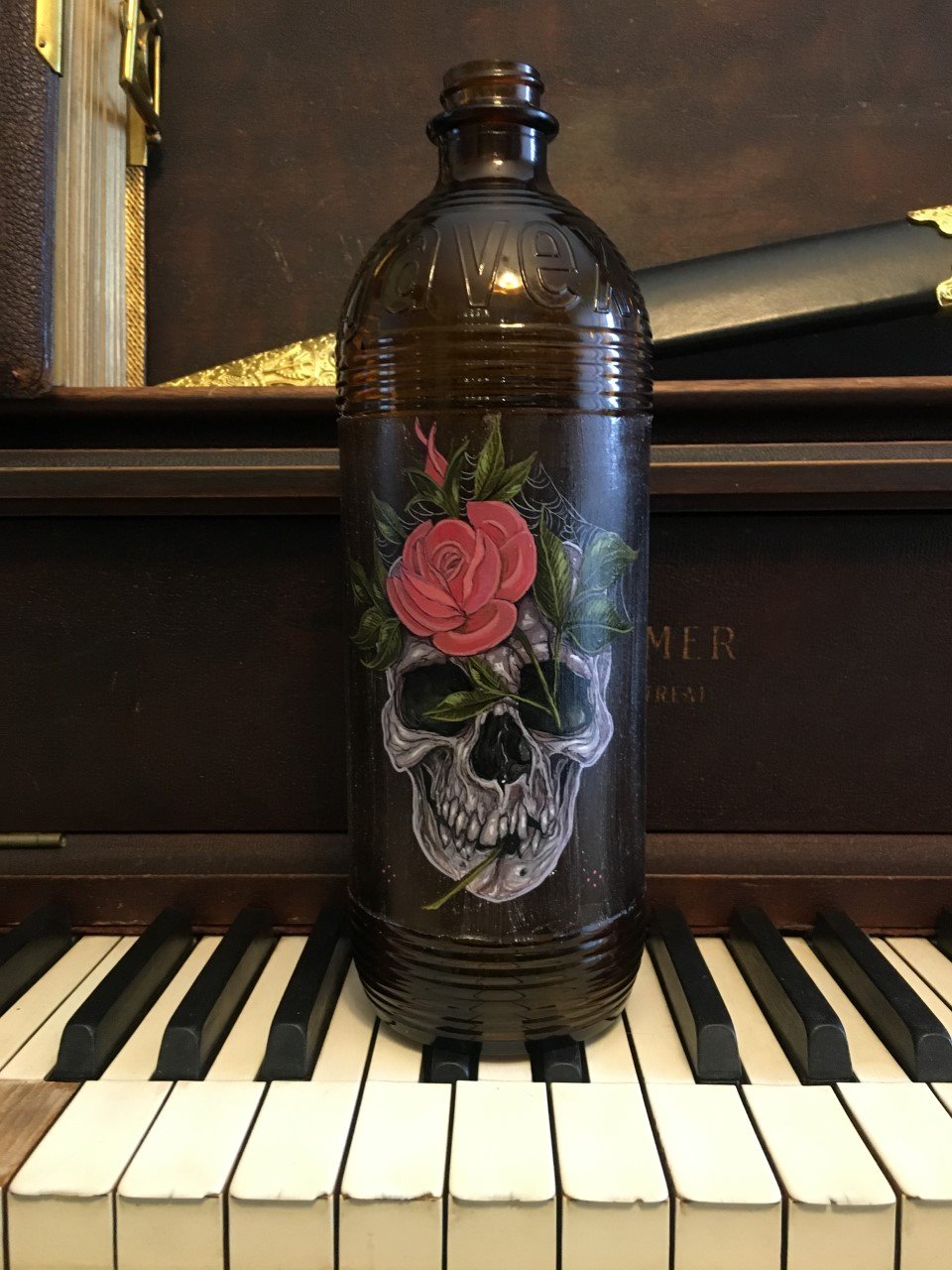 Skull and Rose Vintage Bottle