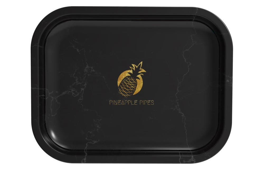 Image of Black Marble Pineapple Logo Rolling Tray