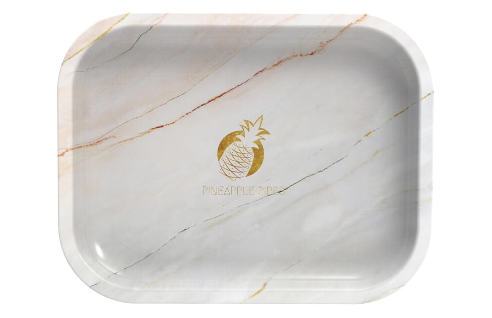 Image of Rose Marble Pineapple Logo Rolling Tray