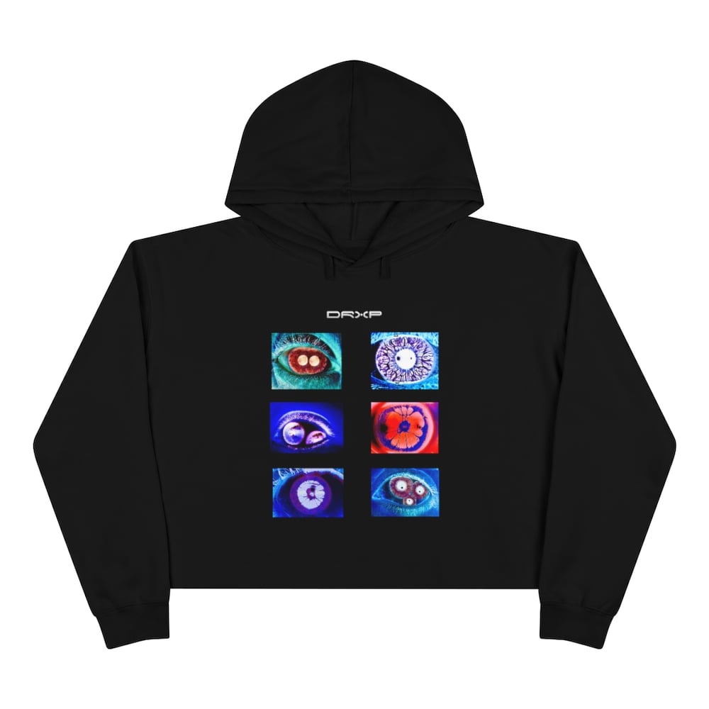 Image of VISION CROP TOP MULTI COLORED BLACK HOODIE 