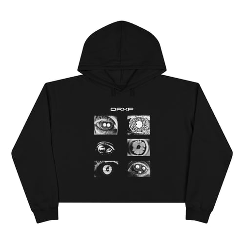 Image of VISION CROP TOP BLACK /WHITE HOODIE