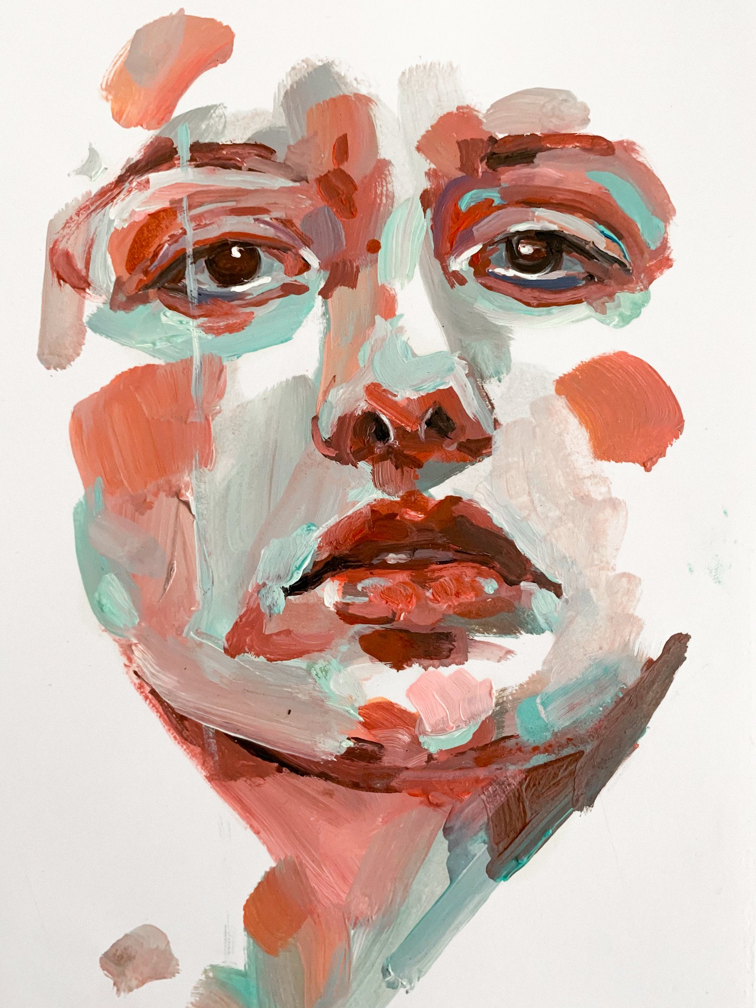Agnes-Cecile copper and aquamarine (16x27 cm)