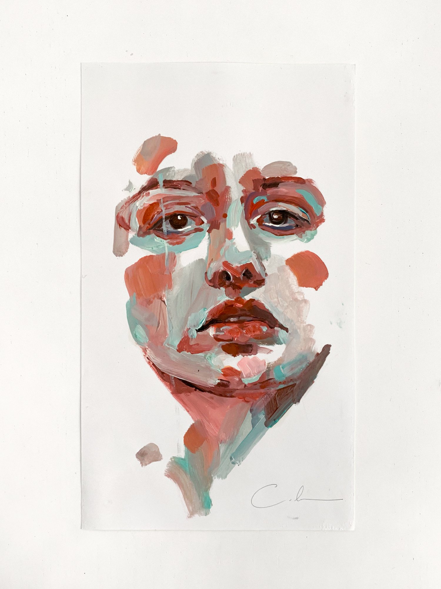 Agnes-Cecile copper and aquamarine (16x27 cm)