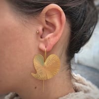Image 2 of Heart Leaf Gold Earrings