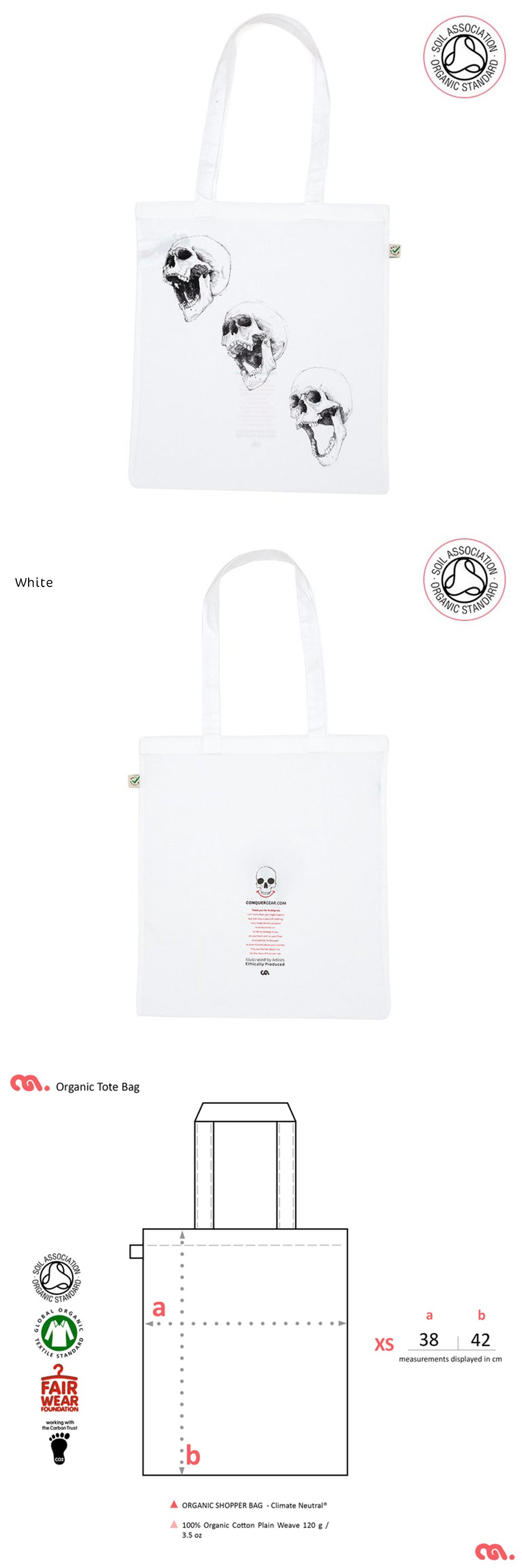 3 Skull Tote Bag (Organic)