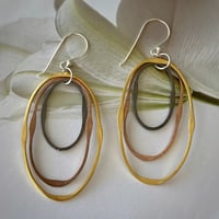 Image 2 of Tri-Colour Oval Earrings
