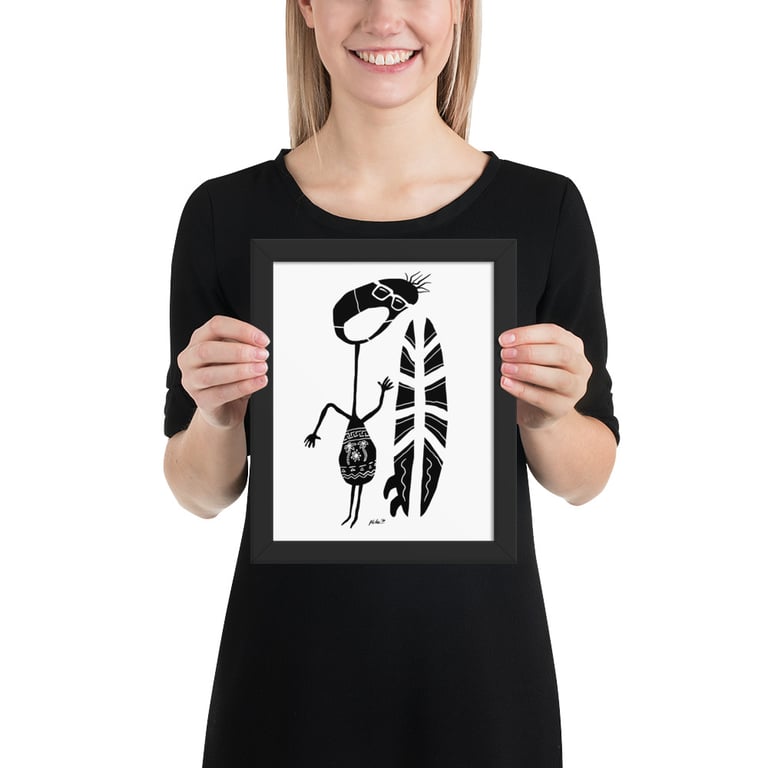 Framed Covid Surfer Graphic