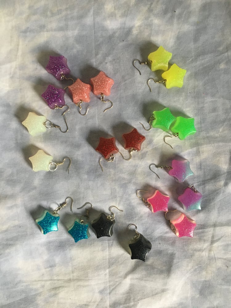 Image of Glitter and Resin Star Earrings