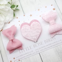 Image 1 of Pink Valentines Heart Bow Set