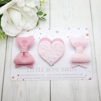 Image 2 of Pink Valentines Heart Bow Set