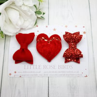 Image 2 of Red Valentines Heart Bow Set