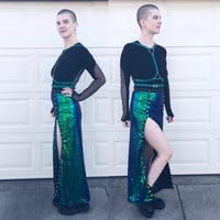 Image 2 of Sequin Rainbow Snap Maxi Skirt
