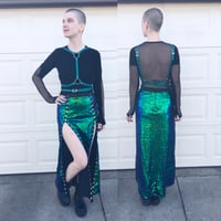 Image 1 of Sequin Rainbow Snap Maxi Skirt