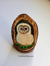 Baby Barn Owl: Miniature Painting on Wood