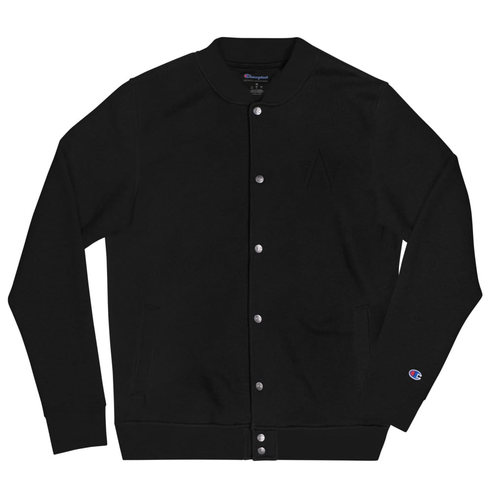 ANIWAVE x Champion - "VARSITY CAPTAIN" Iconic Black Embroidered Bomber Jacket