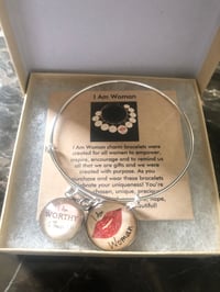 Image 1 of I Am Worthy Silver Charm Bracelet 