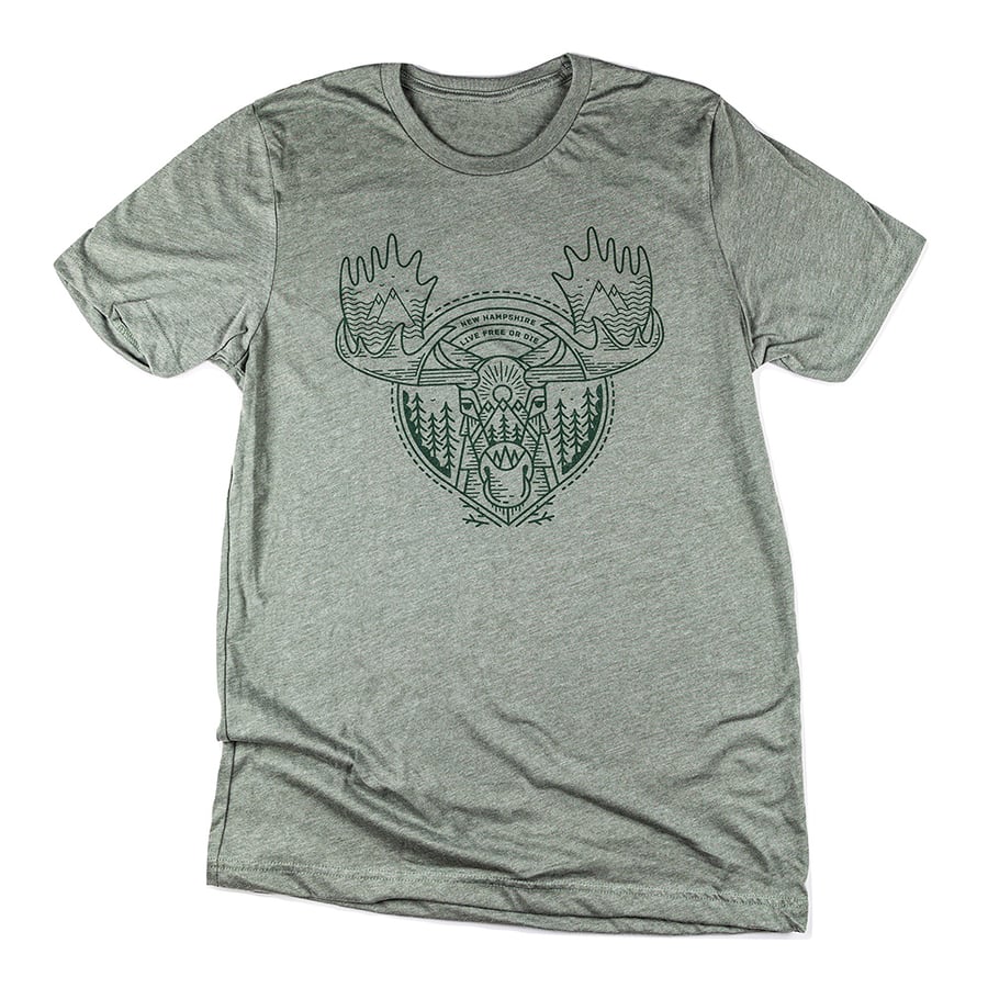 Image of Tribal Moose T-shirt- Forest Green
