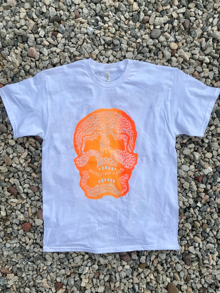 Image of Orange Poison Skull White Tee 