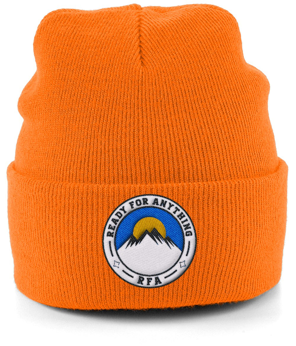 Image of Embroidered Cuffed Beanie - Fluorescent Orange