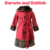 Image 4 of Leopard collar coat in coral