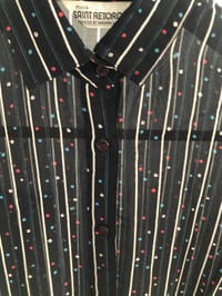 Image 3 of Blouse  japonaise vintage noir rayure et pois