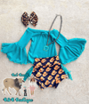 Turquoise Bell Sleeved Top 