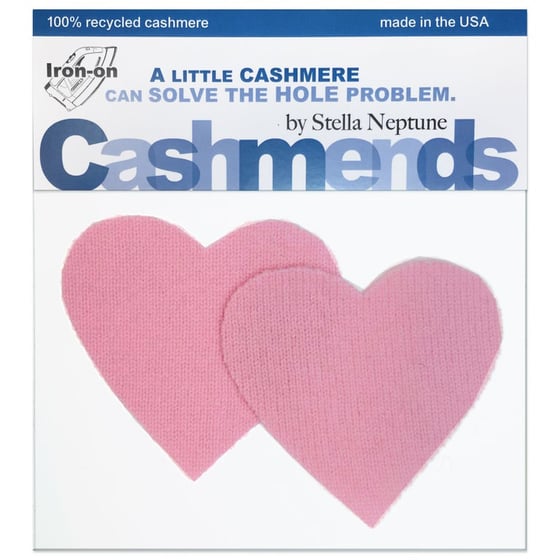 Image of Iron-On Cashmere Elbow Patches - Classic Pink Hearts