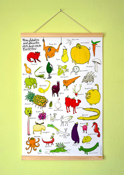 Image of Gemüsetiere | Kleines Poster | DIN A2+ mit Posterleisten