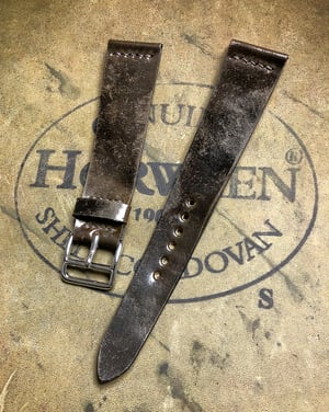 Image of Unlined Antiqued Shell Cordovan watch strap - Dark Cognac unlined