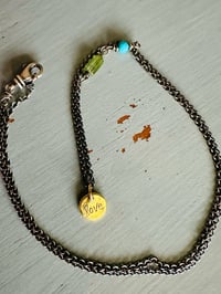 Image 5 of 22k gold tudor rose charm necklace with turquoise and tourmaline by peaces of indigo