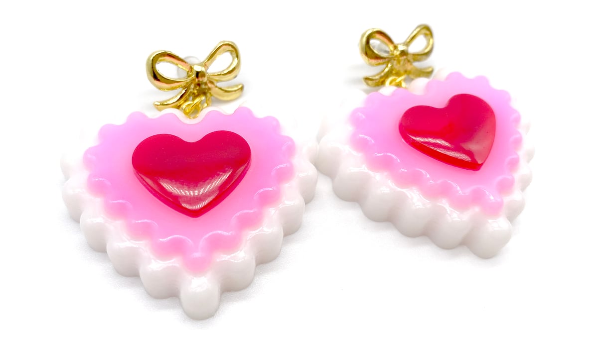 Image of Valentines Heart Love Bow earrings