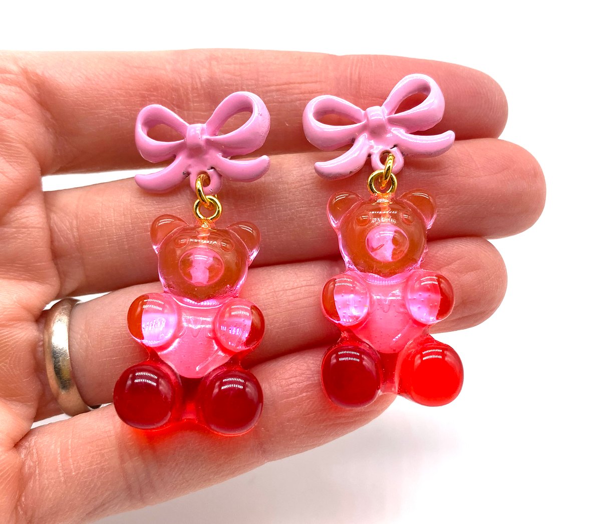 Image of  Valentines Ombre Large Gummy Bear Earrings