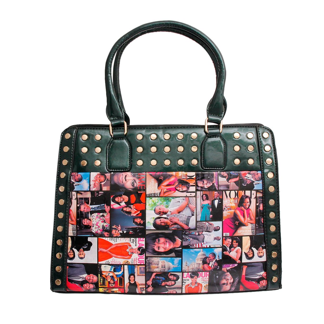 Image of Studded Satchel Tote Green