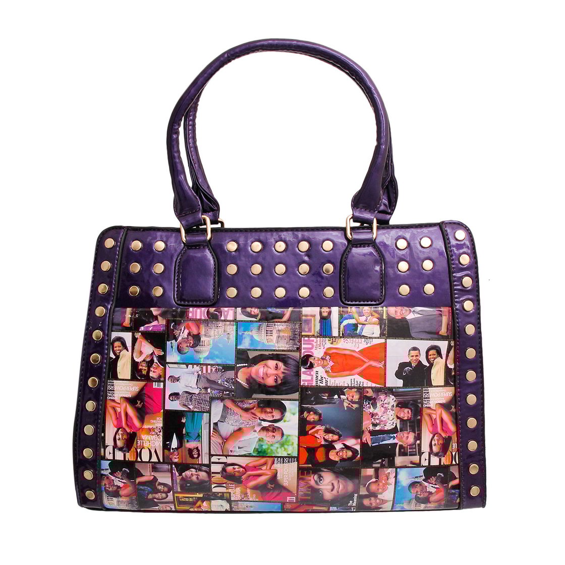 Image of Studded Satchel Tote Purple