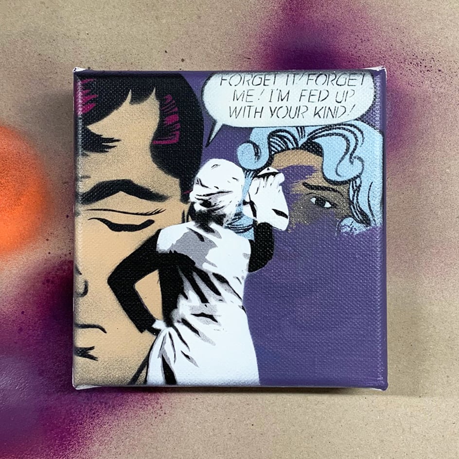 Image of "Ex Remover" Mini Canvas (purple) 1/1 on 15x15cm Deep Edge Canvas