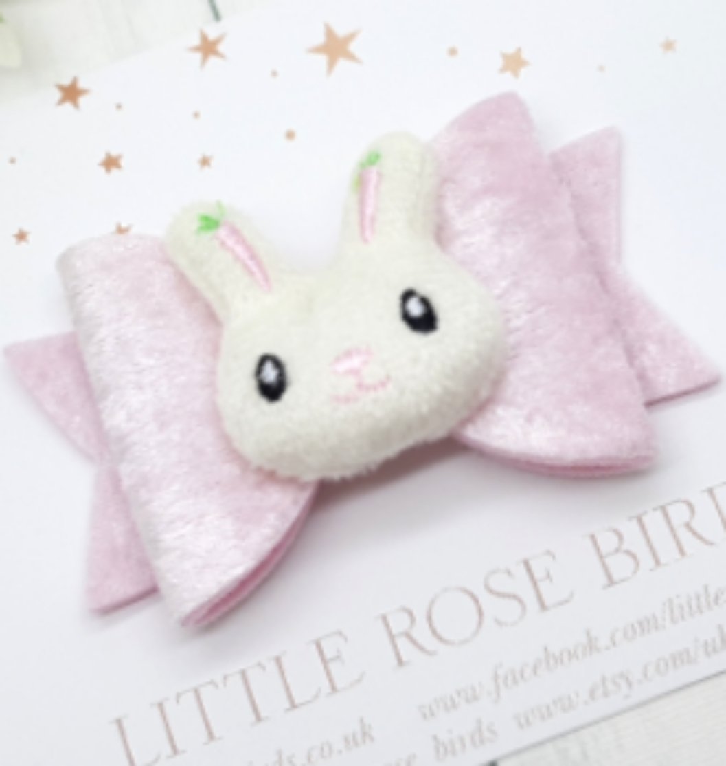 Image of Pink Velvet with Cute Bunny Bow