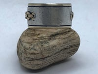 Image 3 of Brass Skull and Chain Silver Ring (Handmade and Handcarved)