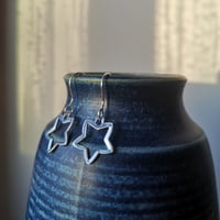 Image 1 of Open star drops earrings ~ sterling silver