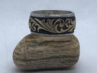 Image 3 of Silver Ring w/ Carved Brass Filigree (Handmade & Handcarved)