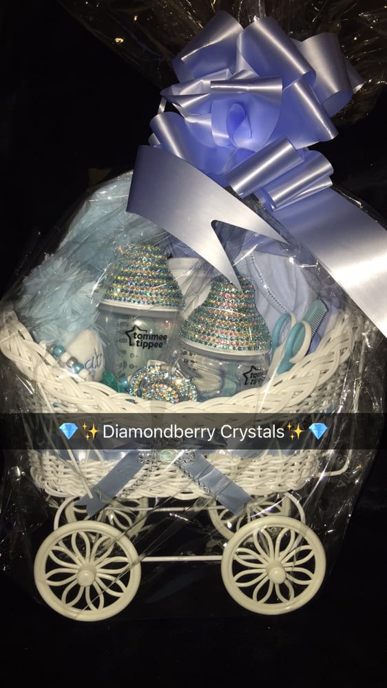 Image of Boys/Girls Bling Gift Pram Hamper, for Baby-shower, presents  