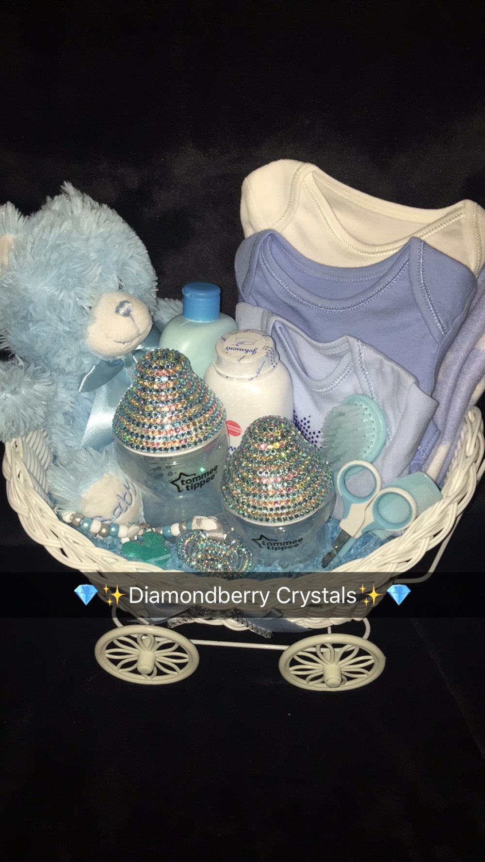 Image of Boys/Girls Bling Gift Pram Hamper, for Baby-shower, presents