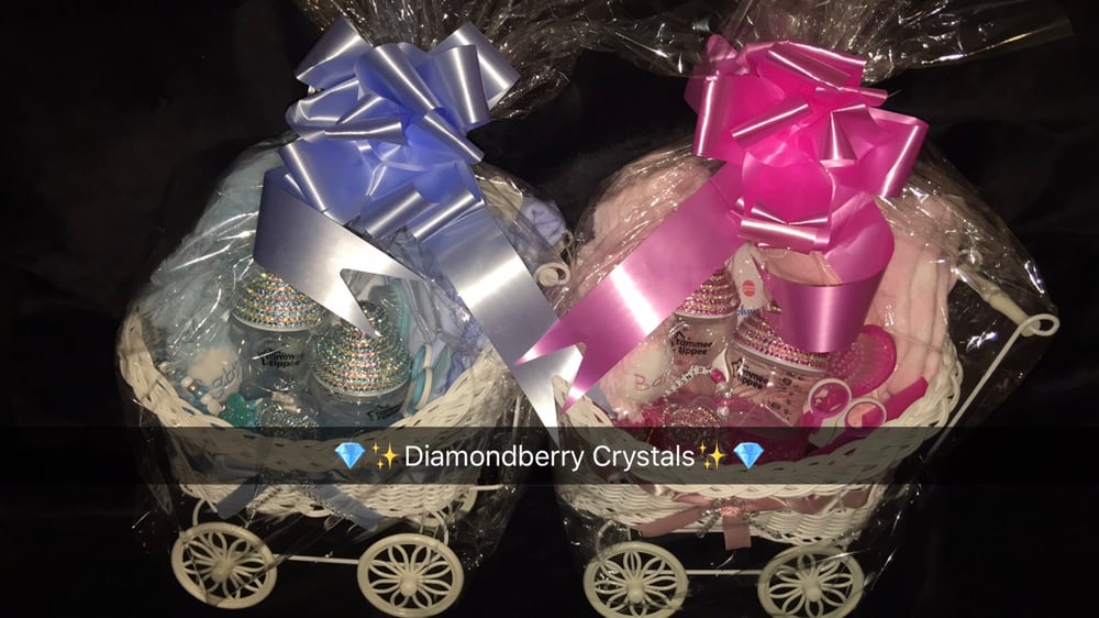 Boys Girls Bling Gift Pram Hamper for Baby shower presents