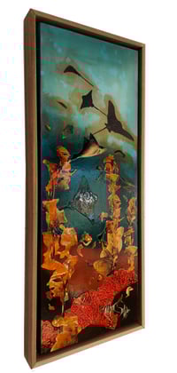 Image 2 of Original Canvas - Spotted Eagle Rays with Kelp and Coral - 30cm x 80cm