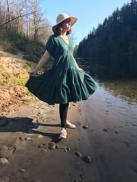 Image 1 of Holly Stalder Forest Green Gauze Tie Side Dress 