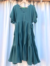 Image 2 of Holly Stalder Forest Green Gauze Tie Side Dress 